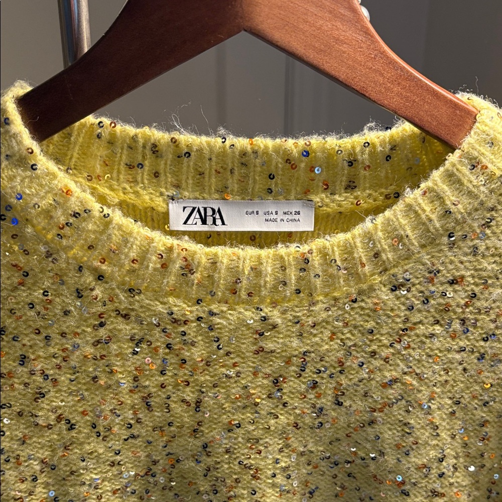 Zara Sparkling Yellow Knit short sleeve Top